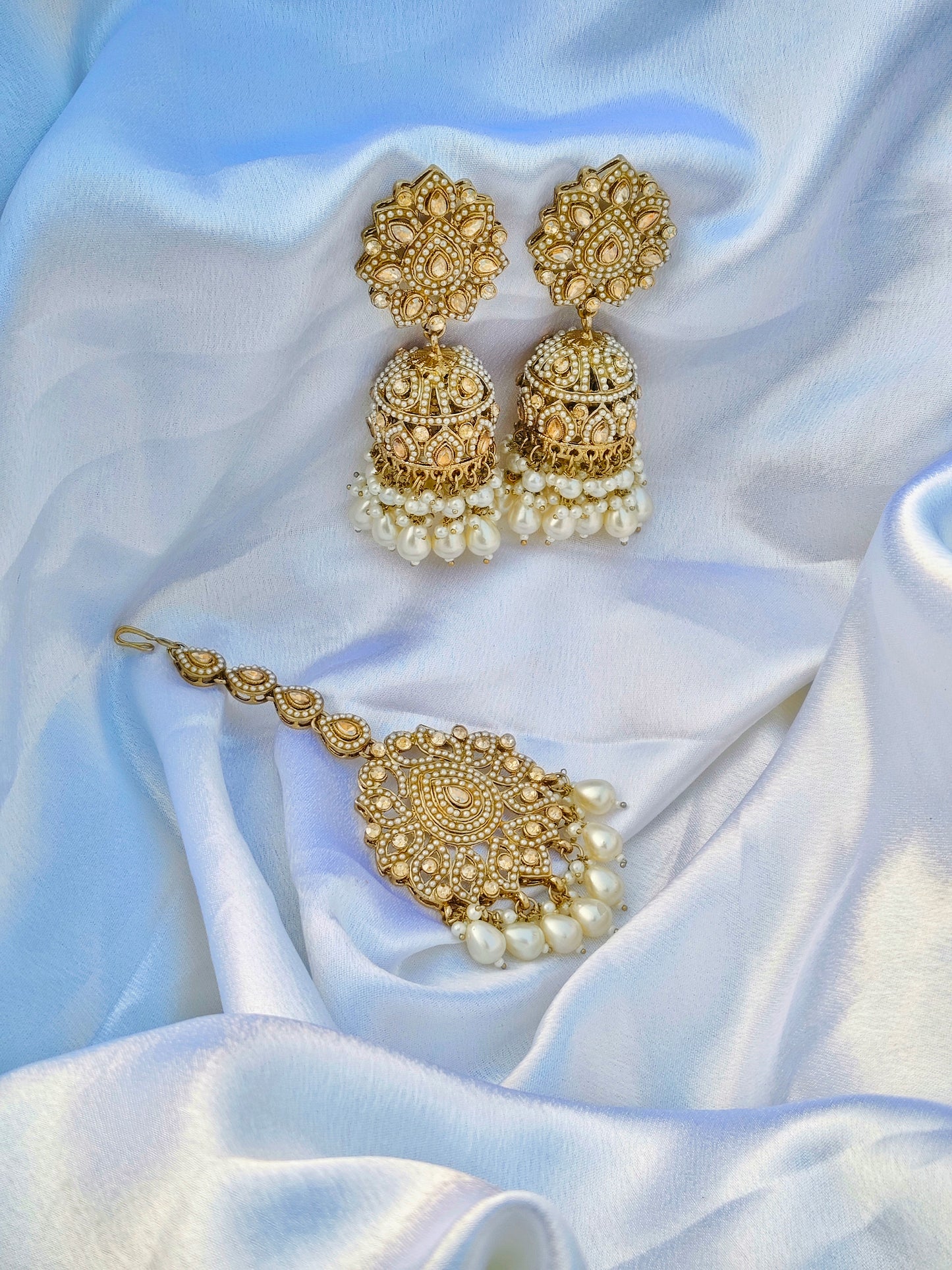 Moti Ratan Mangtikka Earrings Set - Ethnic Mangtikka Earrings Set for Women