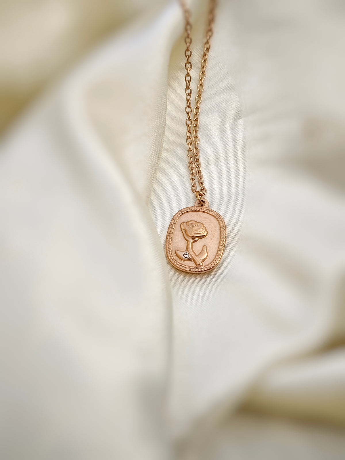 Rose Engraved Pendant - Rose Gold Plated Pendant for Women