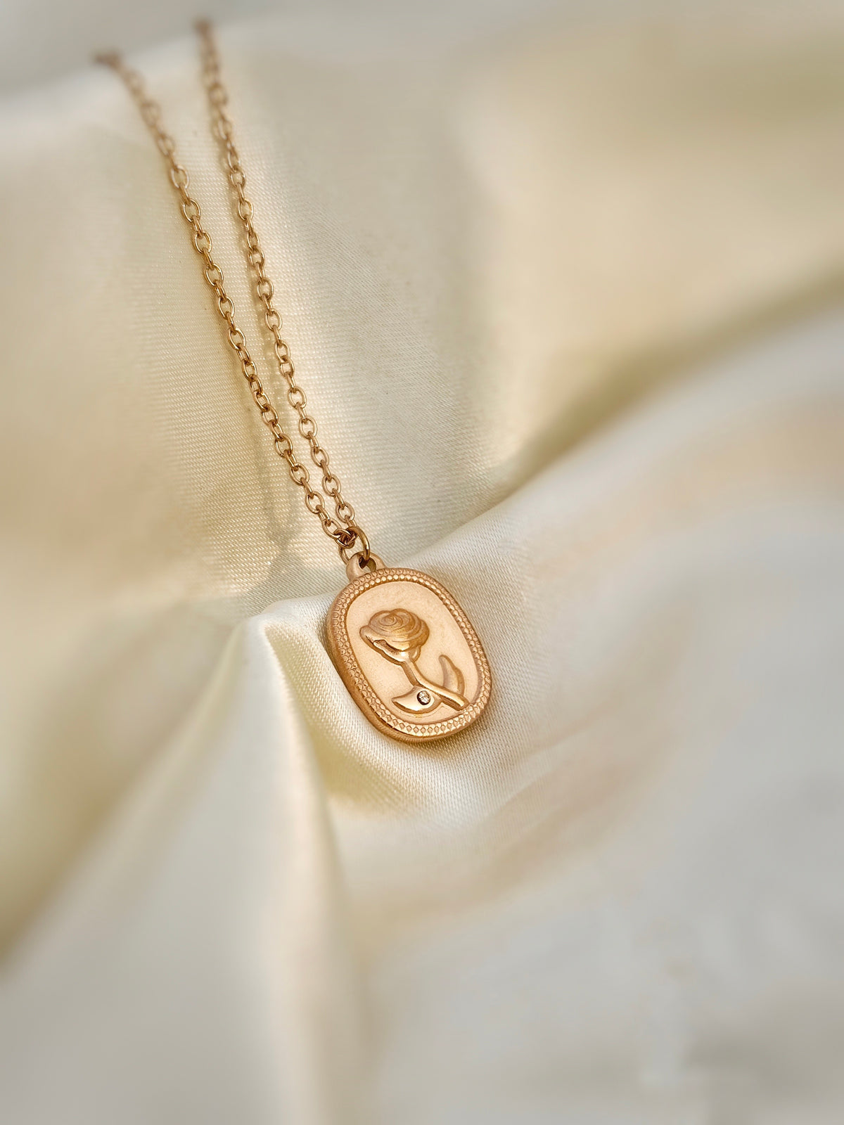 Rose Engraved Pendant - Rose Gold Plated Pendant for Women