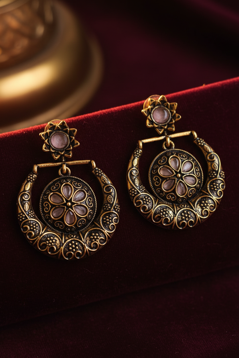 Chandbali Earrings – Burgundy Editorial