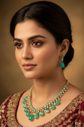 Close-up - Emerald Green Moonstone Necklace Set