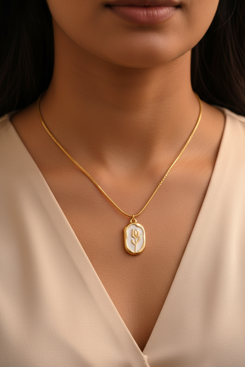 Close-up model shot of tulip pendant