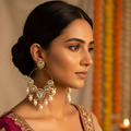 Festive close-up - Kundan Pearl Earrings