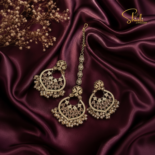Gold AD Chandbali Set - Enhanced Visibility