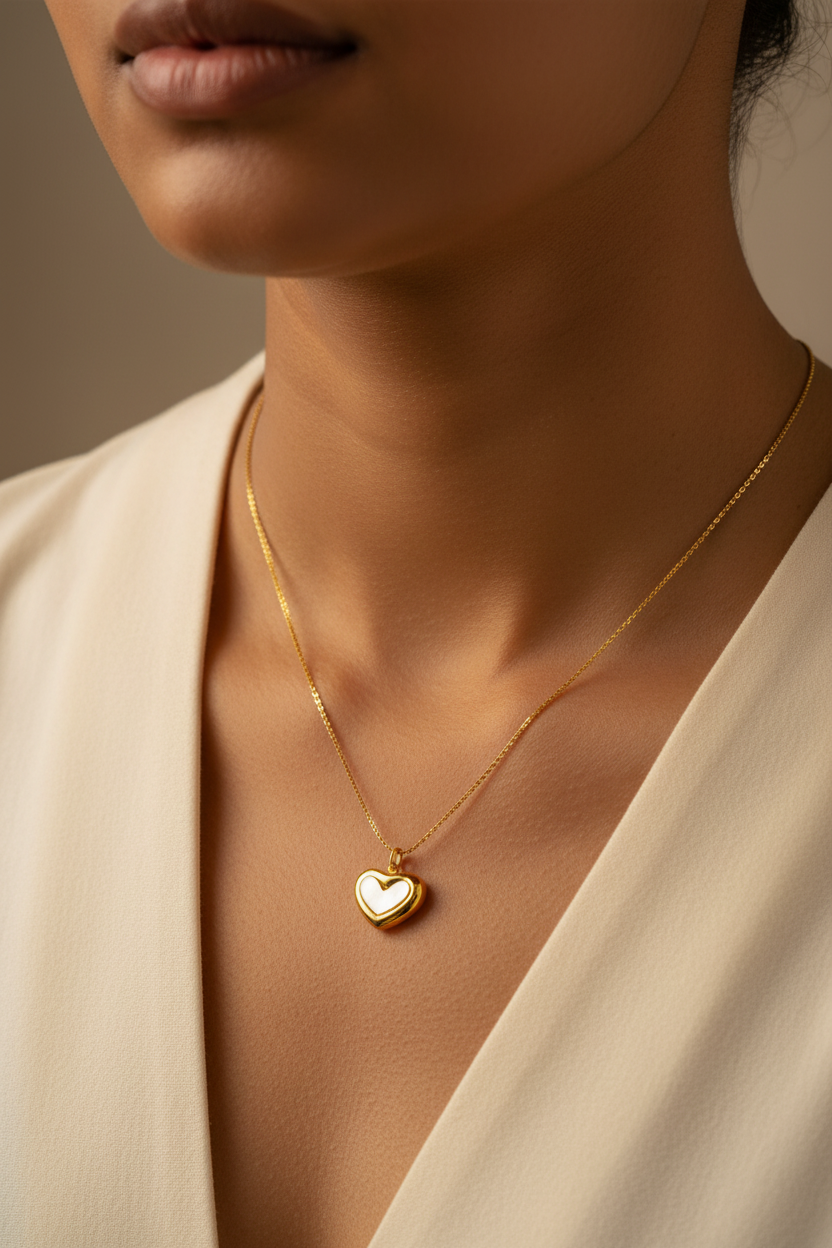 Gold Heart Pendant - Close-up Model