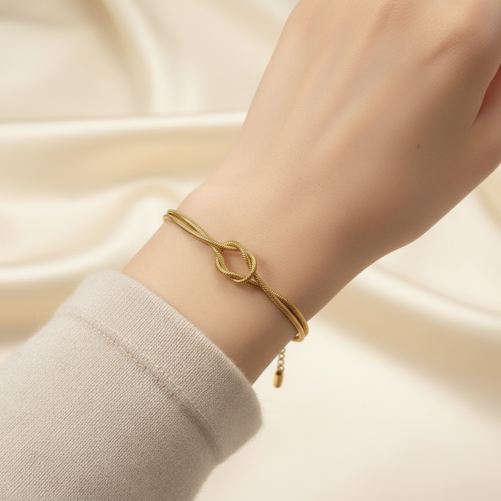 Gold Knot Bracelet – Close-up Model