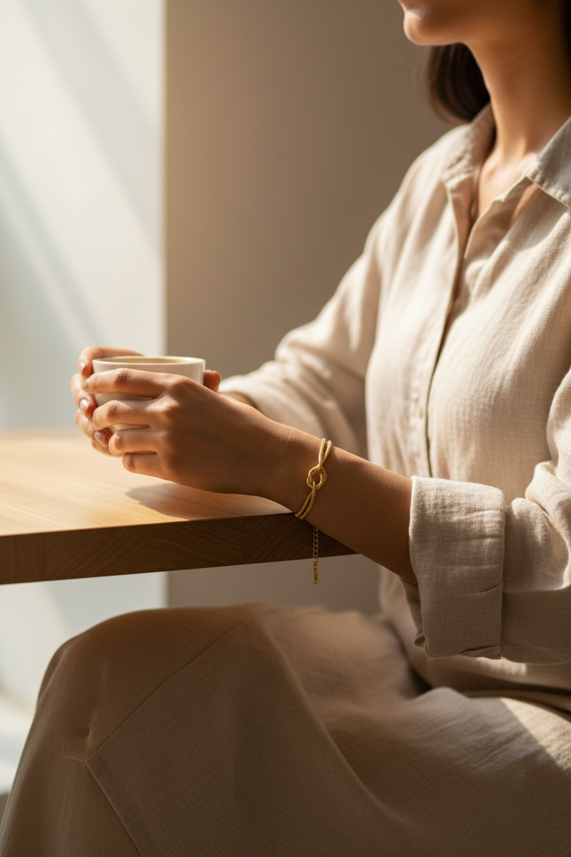 Gold Knot Bracelet – Lifestyle Model