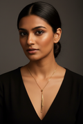 Gold Lariat Pendant – Indian Model Close-Up