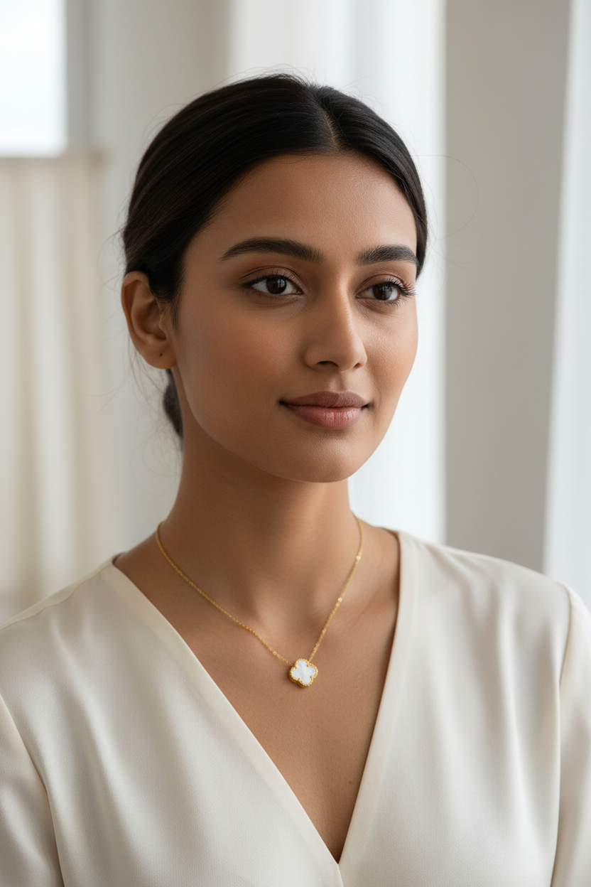 Lifestyle - All white clover pendant