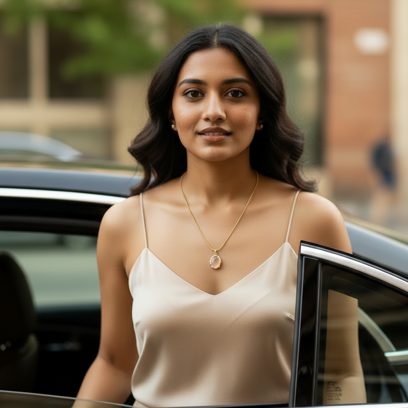 Lifestyle – Face Visible, Stepping Out of Car