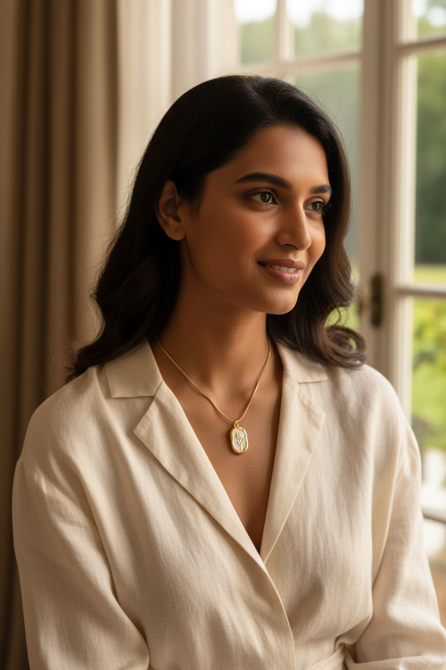 Lifestyle model shot of tulip pendant
