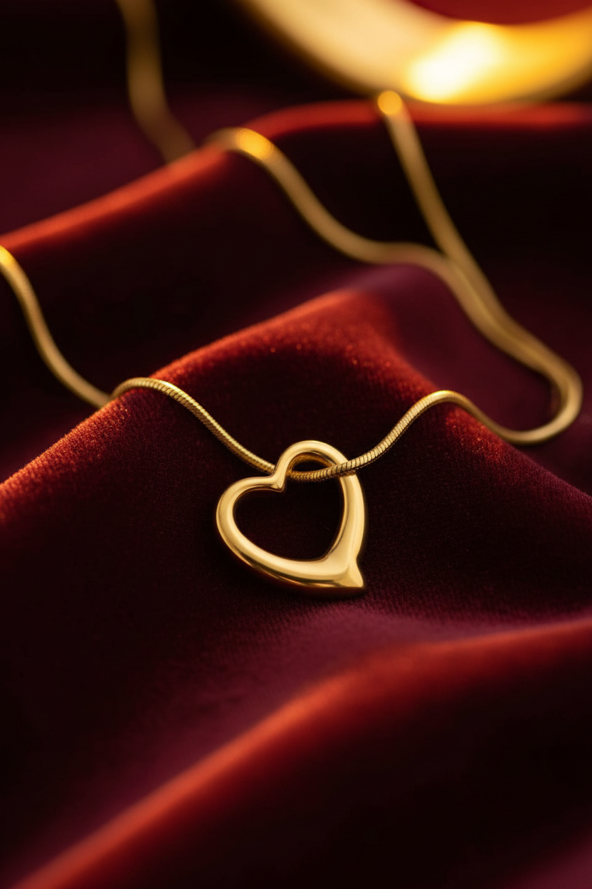 Open Heart Pendant – Burgundy Editorial