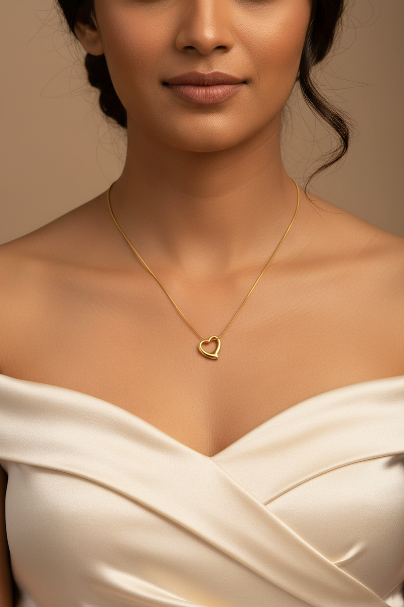 Open Heart Pendant – Indian Model Close-Up