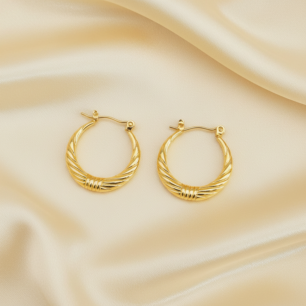 Shiuli - Twisted Rope Hoops Warm Cream Satin