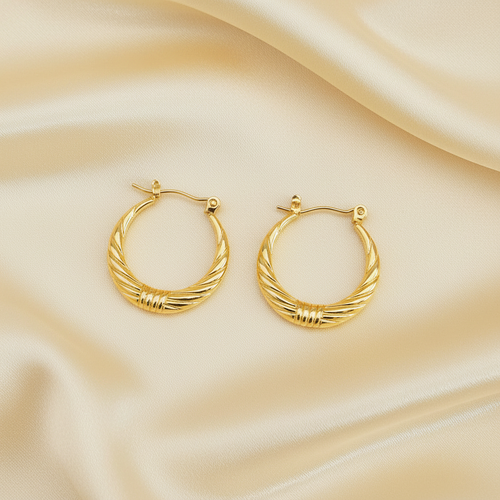 Shiuli - Twisted Rope Hoops Warm Cream Satin