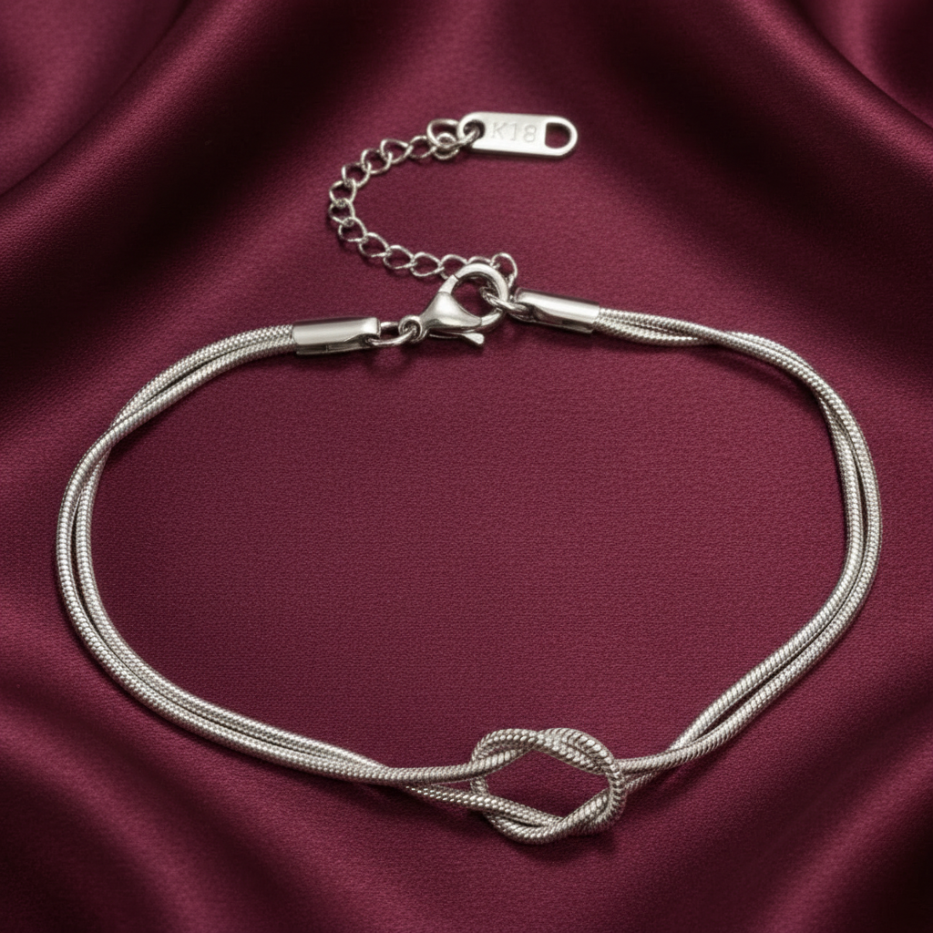 Silver Infinity Knot Bracelet – Complementary Background